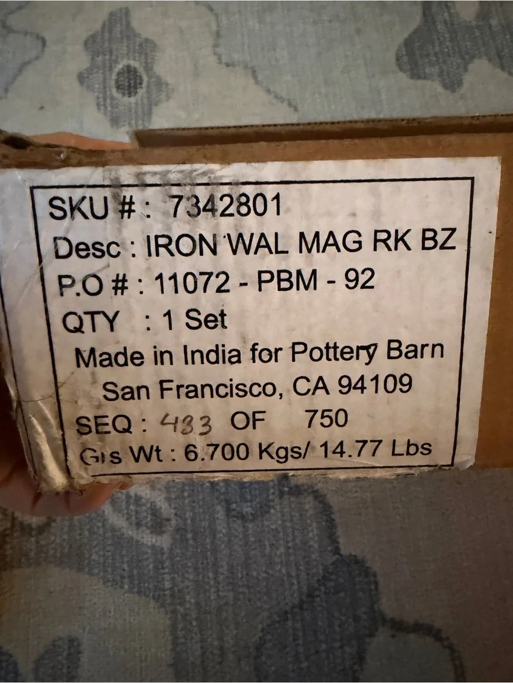 Discontinued Pottery Barn magazine rack
